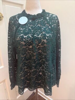 NWT Hill House The Millie Top Botanical Green Lace
